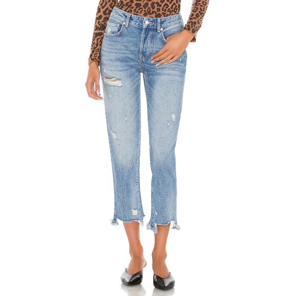 We The Free Denim - We The Free Good Times Relaxed Distressed Cropped Jeans Blue 25